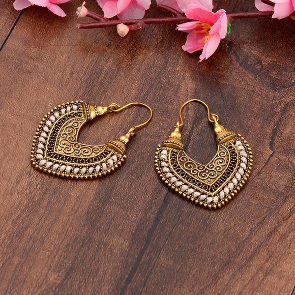 🌺Vintage Ethnic tribal crochet hoop Earring - Picture 10 of 16